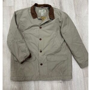 LL Bean Mens XXL Tall Khaki Canvas Field Coat Quilted Barn Jacket PrimaLoft Warm